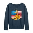 thumbnail image 1 of Disney - Americana - Pluto Usa Flag - Women's Lightweight French Terry Long Sleeve Shirt, 1 of 5