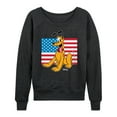 thumbnail image 1 of Disney - Americana - Pluto Usa Flag - Women's Lightweight French Terry Long Sleeve Shirt, 1 of 5