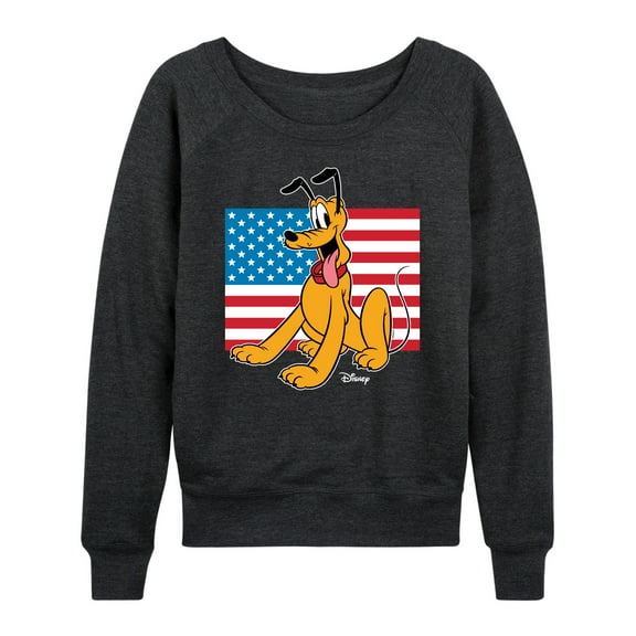 Disney - Americana - Pluto Usa Flag - Women's Lightweight French Terry Long Sleeve Shirt