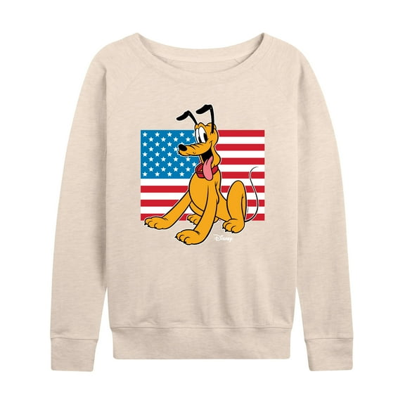 Disney - Americana - Pluto Usa Flag - Women's Lightweight French Terry Long Sleeve Shirt