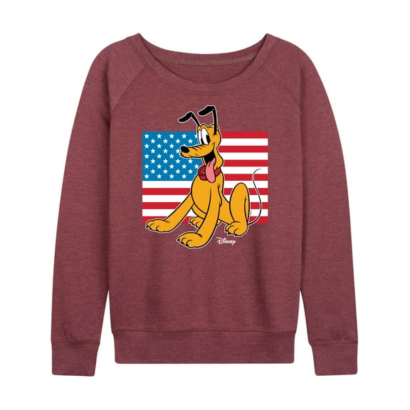Disney - Americana - Pluto Usa Flag - Women's Lightweight French Terry Long Sleeve Shirt