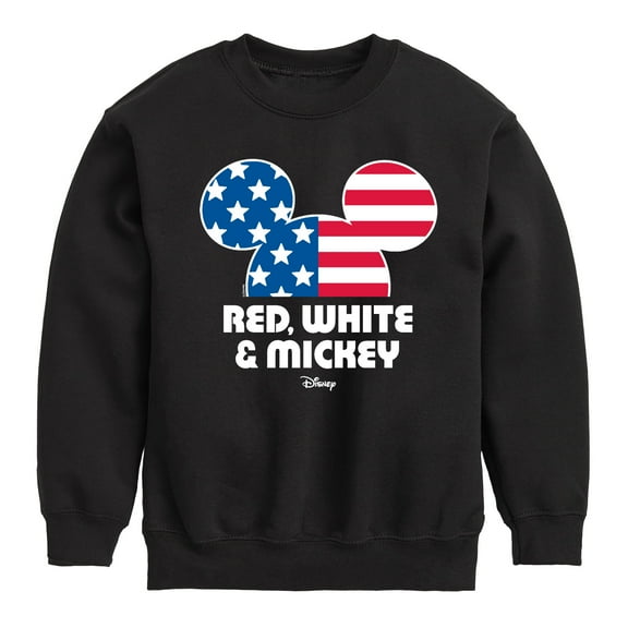 Disney - Americana - Red White And Mickey - Toddler And Youth Crewneck Fleece Sweatshirt