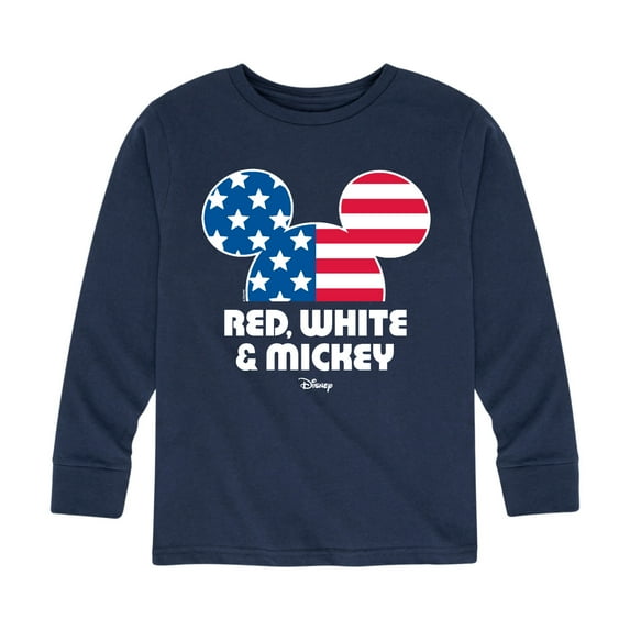 Disney - Americana - Red White And Mickey - Toddler And Youth Long Sleeve Graphic T-Shirt