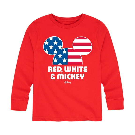 Disney - Americana - Red White And Mickey - Toddler And Youth Long Sleeve Graphic T-Shirt
