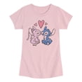 thumbnail image 1 of Disney - Angel And Stitch Pastel Hearts - Youth Girls Short Sleeve T-Shirt, 1 of 4