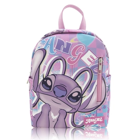 Disney Angel Mini Backpack for Girls Cute Small Pink PU Leather Backpack Purse Angel Bag for School Travel and Gifting Ages 3+