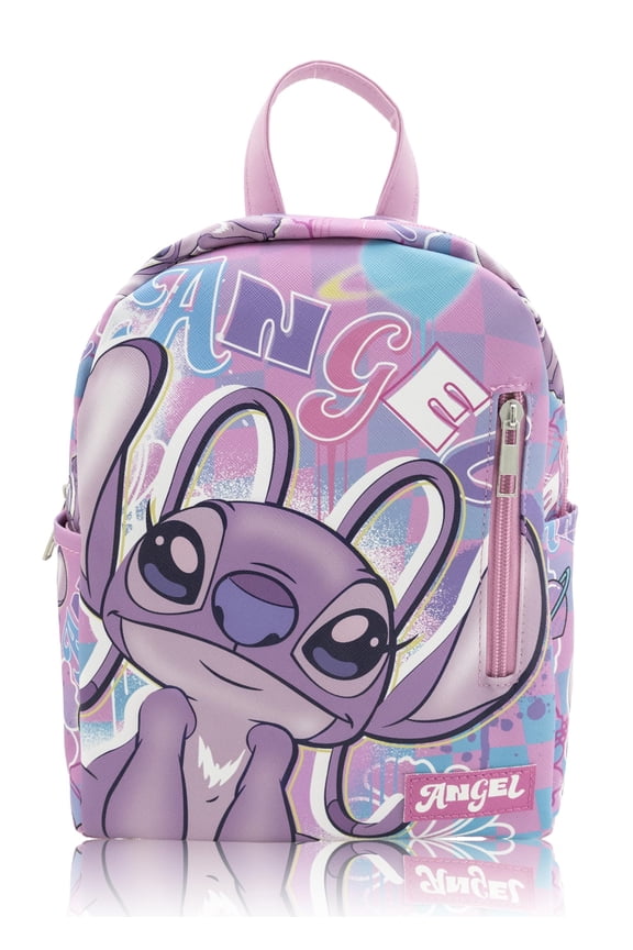 Disney Angel Mini Backpack for Girls Cute Small Pink PU Leather Backpack Purse Angel Bag for School Travel and Gifting Ages 3+
