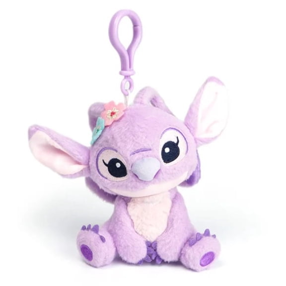 Disney Angel Plush Keychain – Stitch’s Girlfriend Clip-On Mini Plush with Flowers – Soft & Collectible Toy for Fans