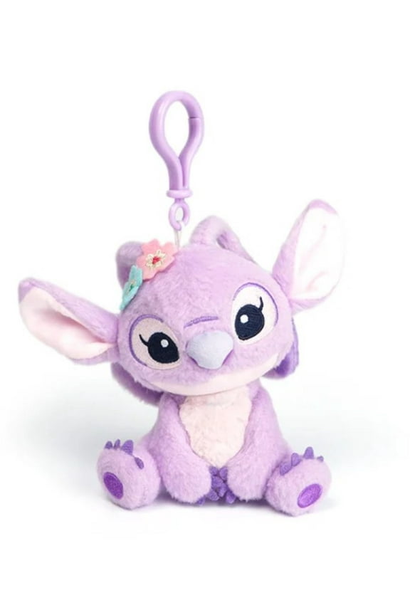 Disney Angel Plush Keychain – Stitch’s Girlfriend Clip-On Mini Plush with Flowers – Soft & Collectible Toy for Fans
