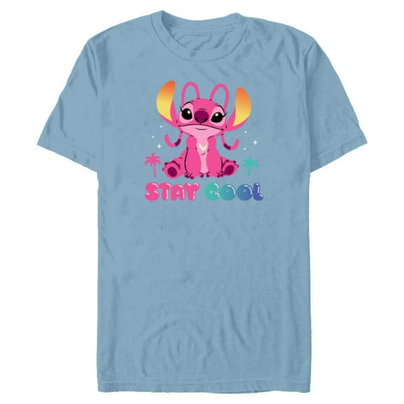 Disney Angel Stay Cool Bubble Letters - Short Sleeve Blended T-Shirt for Adults - Customized-Ocean Blue