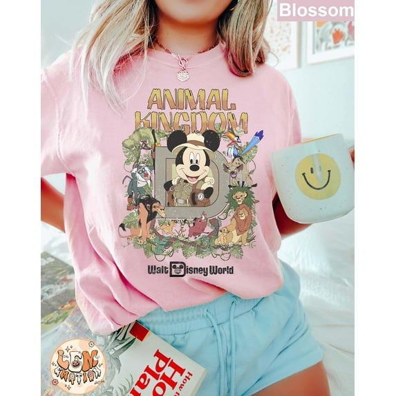 Disney Animal Kingdom Mickey Safari Comfort Colors T-Shirt, Vintage Animal Kingdom, Disney Safari Trip Shirt, Disneyworld,Blossom Color,Size 2XL