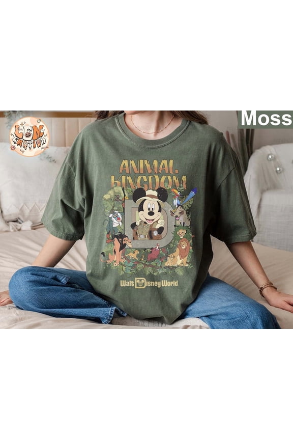 Disney Animal Kingdom Mickey Safari Comfort Colors T-Shirt, Vintage Animal Kingdom, Disney Safari Trip Shirt, Disneyworld,Moss Color,Size L