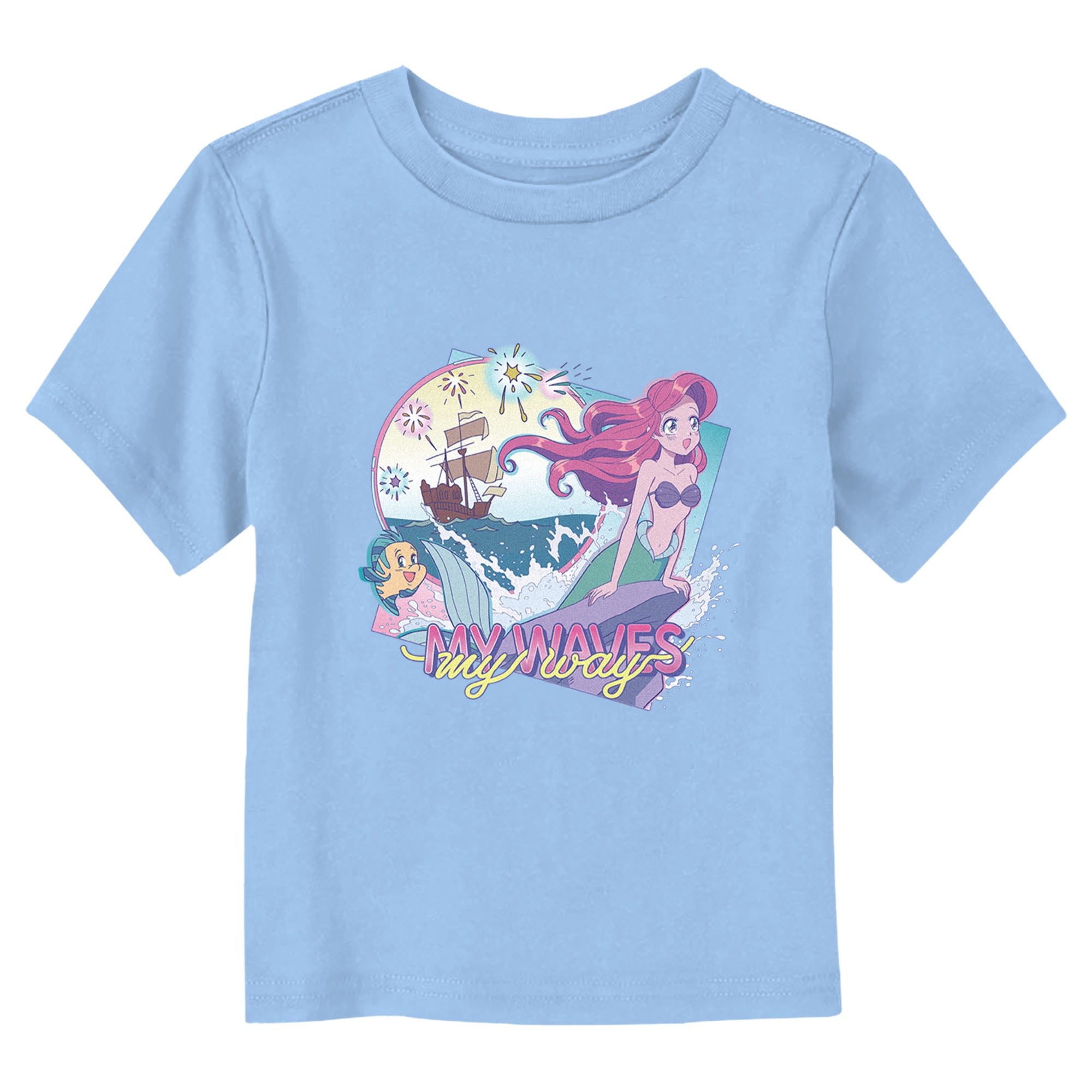Disney Anime Ariel and Flounder My Waves My Way Graphic T-Shirt ...