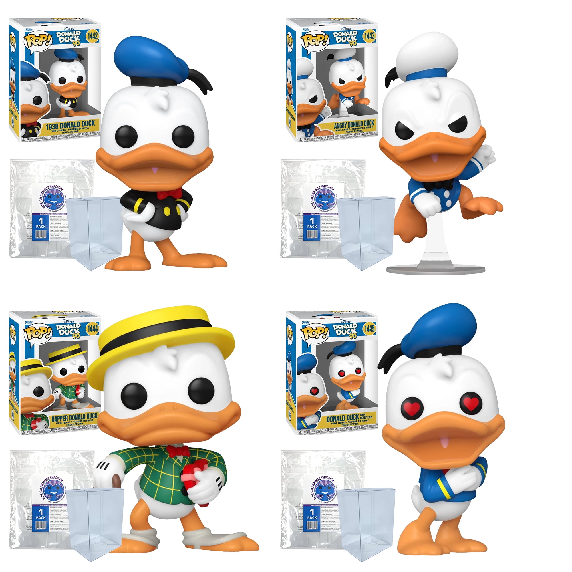 Blue Salamander Emporium Funko Pop Protector Case Bundle - 4 Donald Duck Figures + 4 Clear Box Protectors