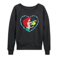 thumbnail image 1 of Disney - Ariel Heart Women's Lightweight French Terry Wide Neck Long Sleeve Graphic Shirt, 1 of 4