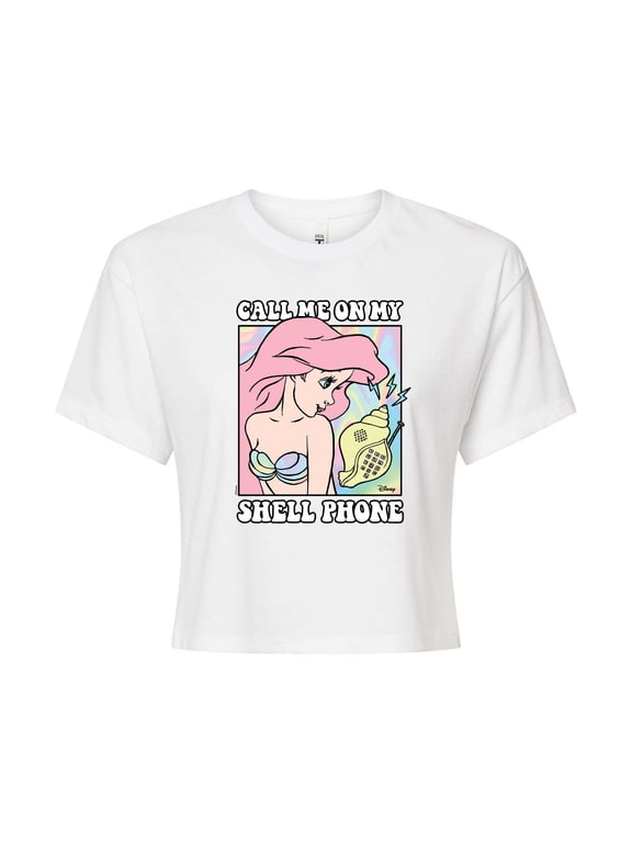 - Ariel Shell Phone - Juniors Cropped Cotton Blend T-Shirt