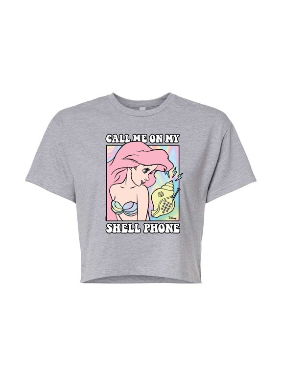 - Ariel Shell Phone - Juniors Cropped Cotton Blend T-Shirt