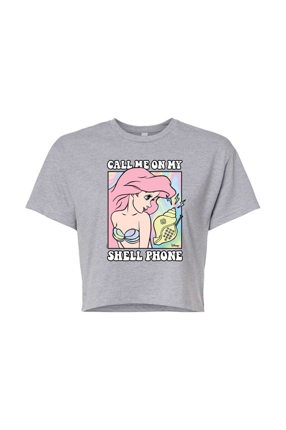 - Ariel Shell Phone - Juniors Cropped Cotton Blend T-Shirt