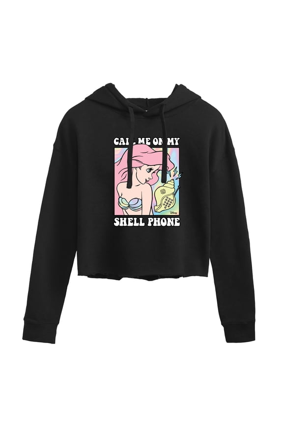 - Ariel Shell Phone - Juniors Cropped Pullover Hoodie