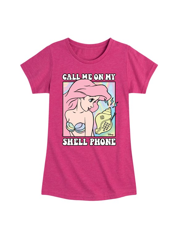 - Ariel Shell Phone Girls' Fitted Short Sleeve Graphic T-Shirt