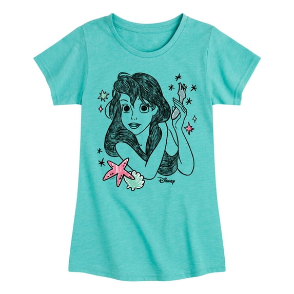 Disney - Ariel Sketch - Toddler & Youth Girls Short Sleeve Graphic T-Shirt