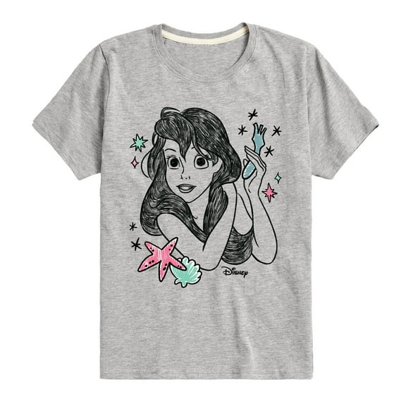 Disney - Ariel Sketch  - Toddler & Youth Short Sleeve Graphic T-Shirt