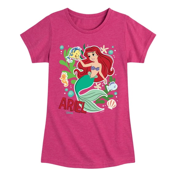 Disney - Ariel Sticker - Youth Girls Fitted Short Sleeve T-Shirt