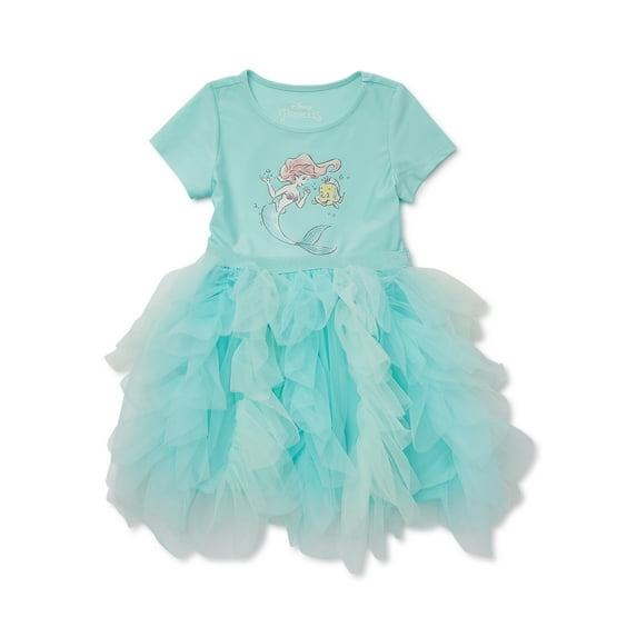 Disney Ariel The Little Mermaid Toddler Girls Short Sleeve Tutu Dress, Sizes 12M-5T