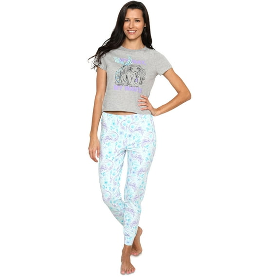 Disney Ariel Womens 2 Piece Pajama Set My Way, My Waves Sleepwear, Plus Size, Ariel, Size: 1X Plus, Little Mermaid