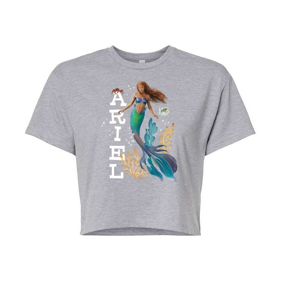 Disney - Ariel in Water - Juniors Cropped Cotton Blend T-Shirt