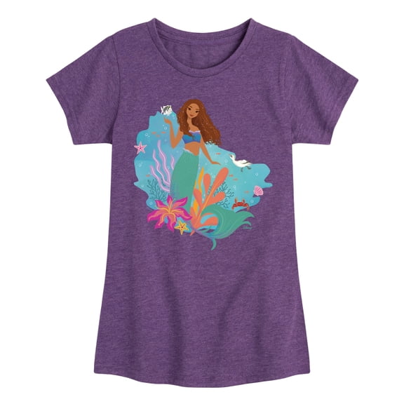 Disney - Ariel in Water  - Toddler & Youth Girls Short Sleeve Graphic T-Shirt