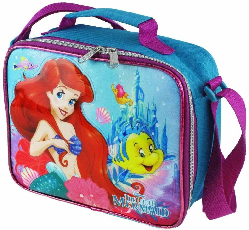 Disney Princess Insulated Lunch Bag Ariel Mulan w/ 2-Piece Snack Conta –