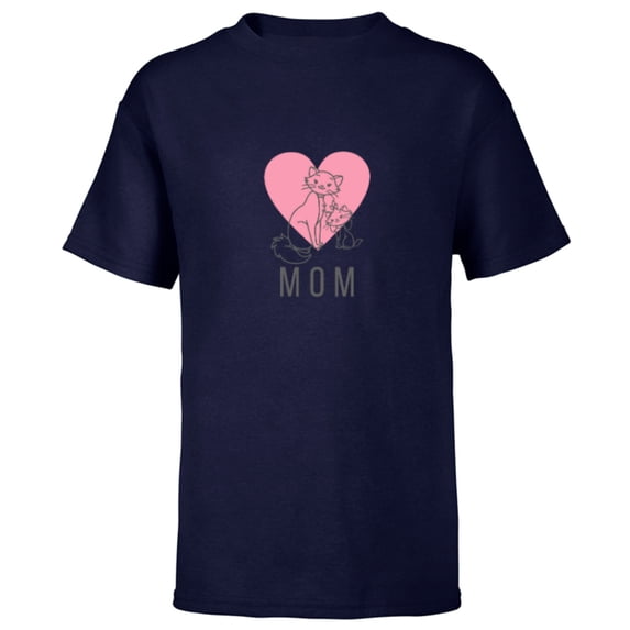 Disney Aristocats Duchess and Marie Mothers Day - Short Sleeve T-Shirt for Kids - Customized-Navy