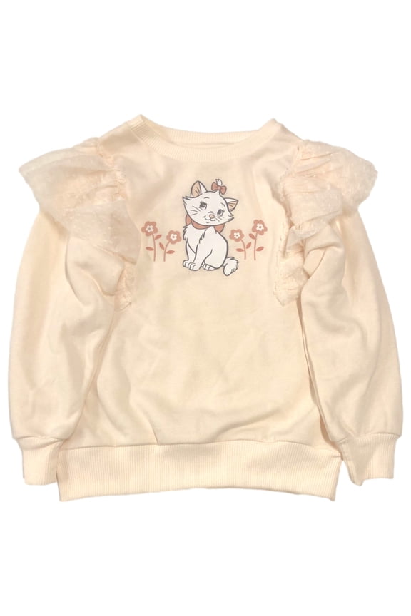 Aristocats Girls Ruffled Ivory Marie Kitty Cat Sweatshirt 9-10