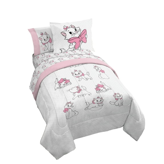 Disney Aristocats Glamorous Marie Pink 5 Piece Twin Size Bed Set with Sham