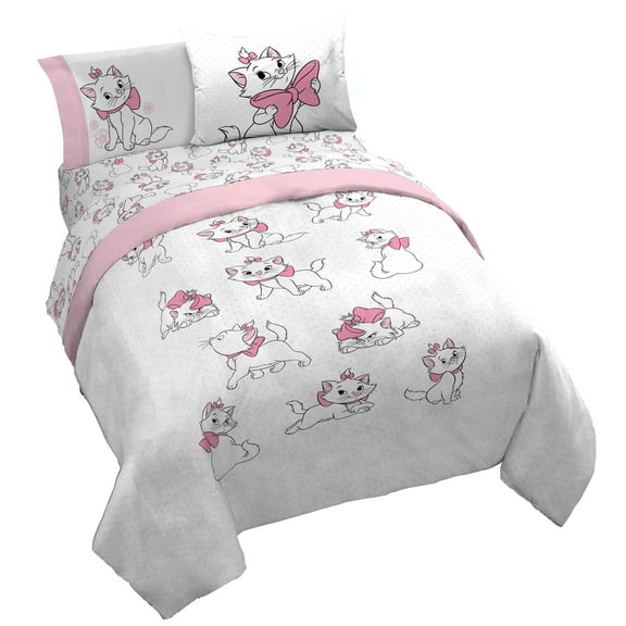 Disney Aristocats Glamorous Marie Pink 7 Piece Full Size Bed Set with Sham