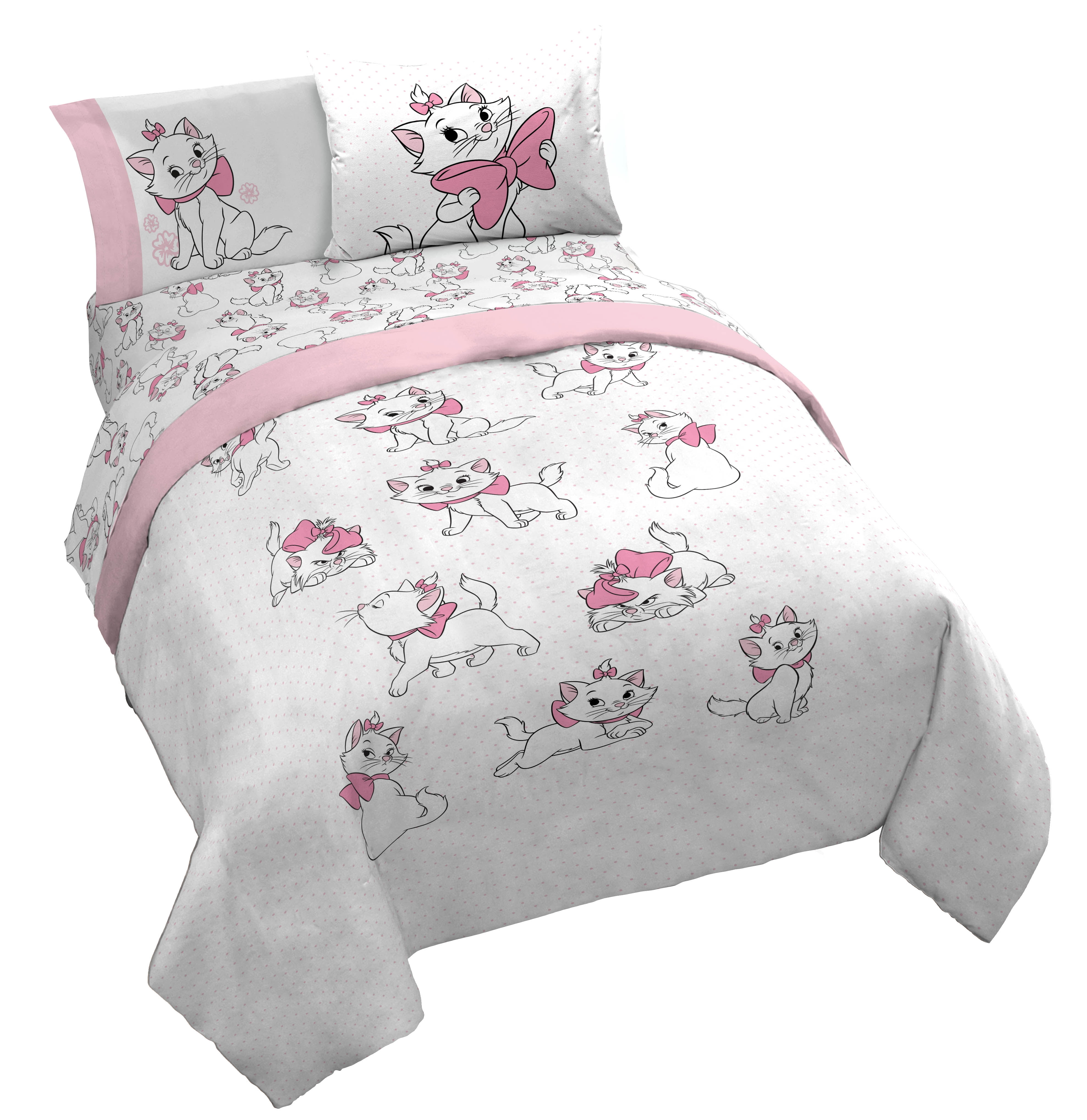 Disney Aristocats Glamorous Marie Pink 7 Piece Queen Size Bed Set with