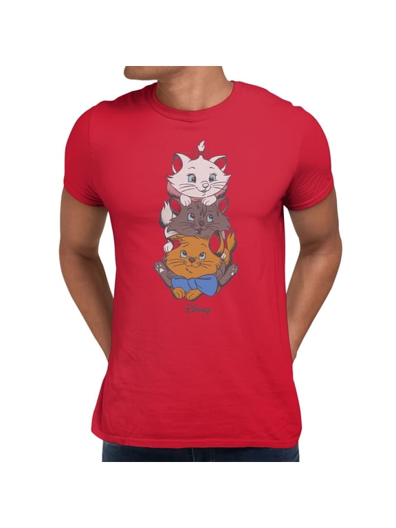 Aristocats Marie Berlioz Toulouse Cat Stack Mens T-Shirt (Red, S-XXXL)