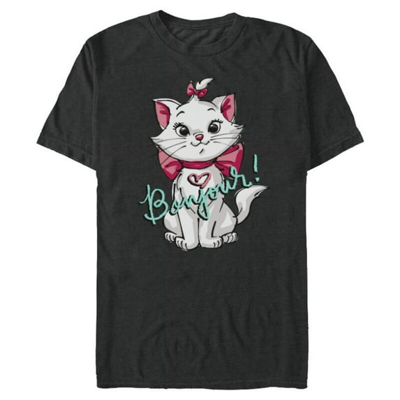 Disney Aristocats Marie Bonjour - Short Sleeve Blended T-Shirt for Adults -Customized-Dark Heather