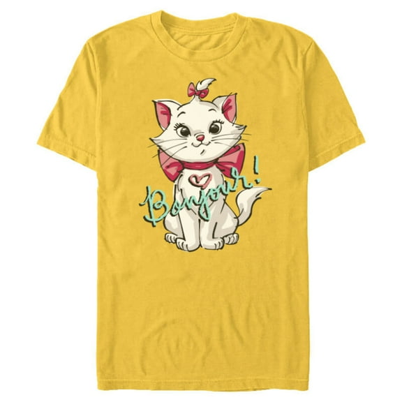 Disney Aristocats Marie Bonjour - Short Sleeve Blended T-Shirt for Adults -Customized-Yellow