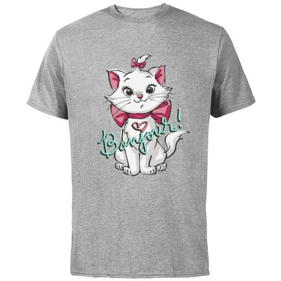 Disney Aristocats Marie Bonjour - Short Sleeve Cotton T-Shirt for Adults -Customized-Athletic Heather