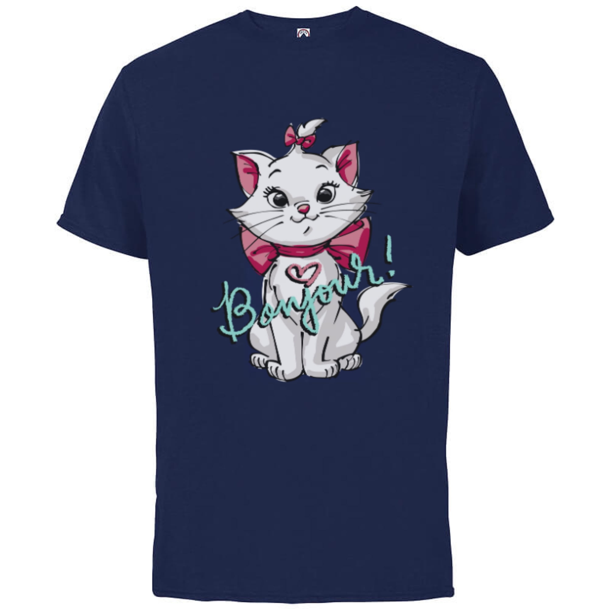 Disney Aristocats Marie Bonjour - Short Sleeve Cotton T-Shirt for Adults  -Customized-White
