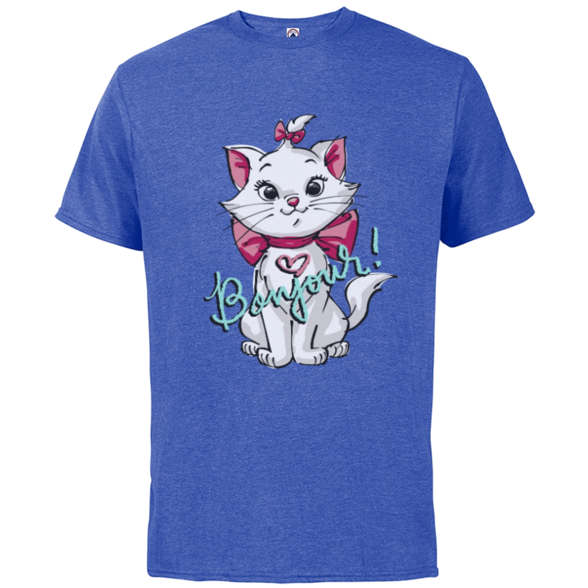 Disney Aristocats Marie Bonjour - Sleeve Short for Cotton Adults -Customized-White T-Shirt