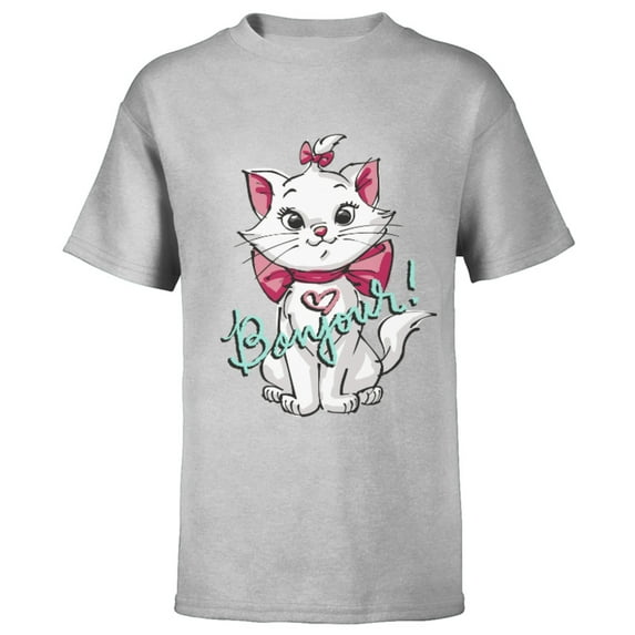 Disney Aristocats Marie Bonjour - Short Sleeve T-Shirt for Kids -Customized-Athletic Heather