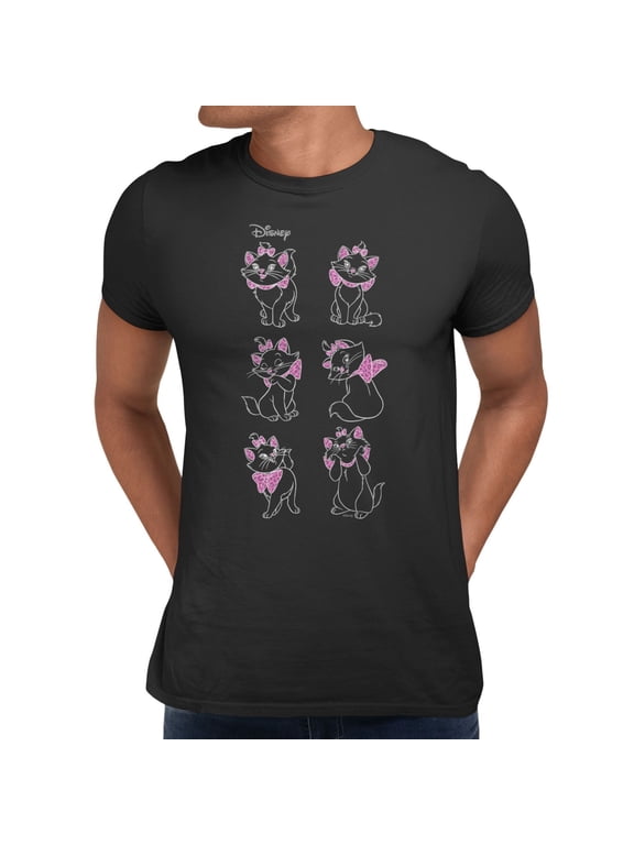 Aristocats Men's Marie Pink Leopard Color Pop T-Shirt (Black, S-XXXL)