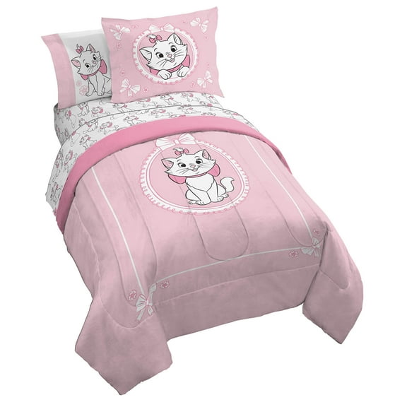 Disney Aristocats Pretty Picture Pink 7 Piece Queen Size Kids Bed Set with Shams
