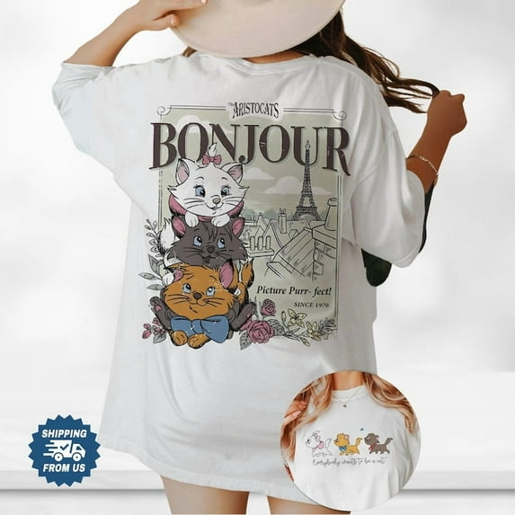 Disney Aristocats Shirt, Disney Marie Cat Shirt, Marie Berlioz Toulouse Tee, Magic Kingdom Tshirt, Disneyland Trip Tee,White Color,Size 2XL