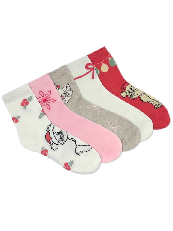Disney Aristocats Women's Holiday Capri Socks, 5-Pack, Size 4-10