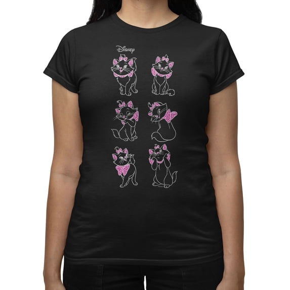 Disney Aristocats Women's Marie Pink Leopard Color Pop T-Shirt (Black, S-XXL)