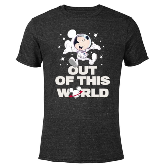 Disney Astronaut Mickey Mouse Out of This World - Short Sleeve Blended T-Shirt for Adults - Customized-Black